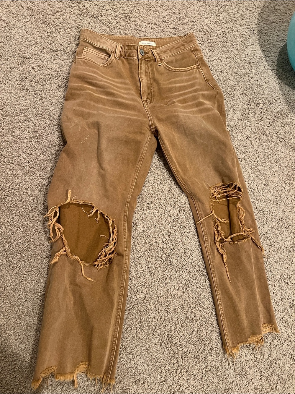 Shop Stevie Brown Distressed Ankle Crop Jeans
